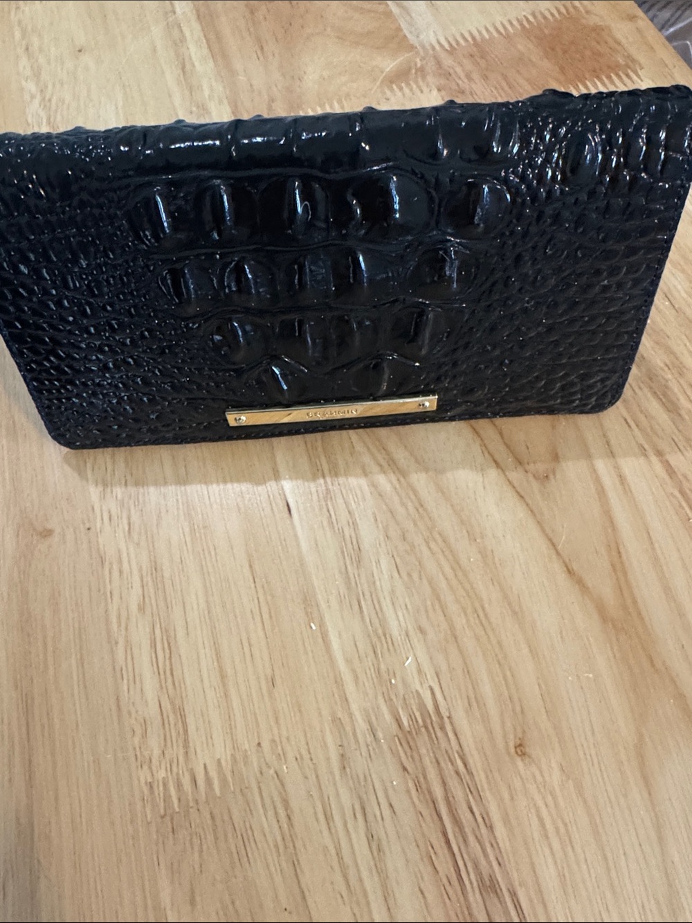 Brahmin Croc-Embossed Patent Leather Long Wallet/Petite Clutch - Gold Hardware
